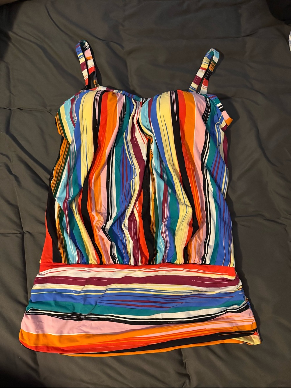 Swimsuits For All Multicolor Striped woman’s tankini swim top size 8